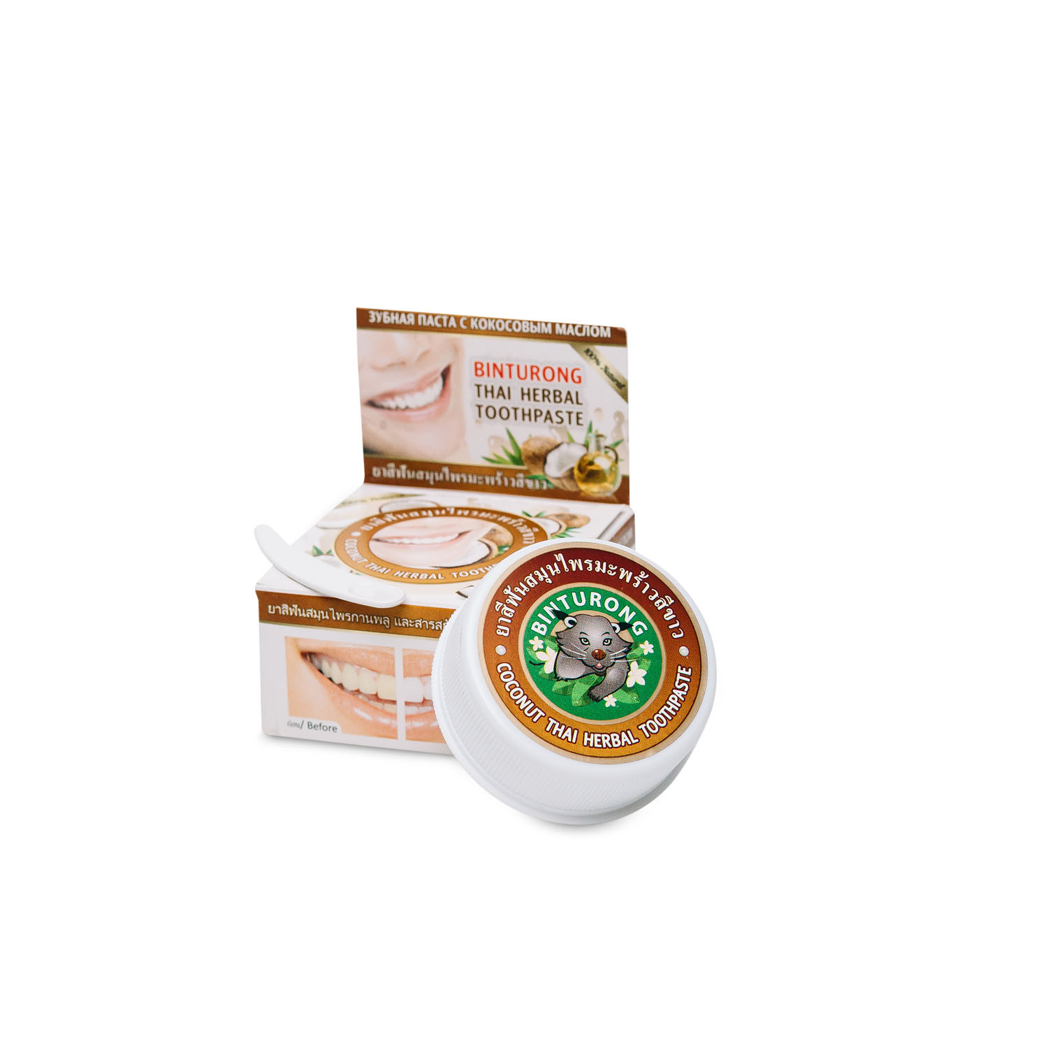 Binturong Coconut Binturong COCONUT Thai Herbal Toothpaste, Nina Buda (Зубная паста с КОКОСОВЫМ МАСЛОМ, Нина Буда), 33 г