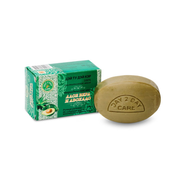 Ayurvedic Soap ALOE VERA & AVOCADO Day 2 Day Care (Аюрведическое 100% растительное мыло АЛОЭ ВЕРА И АВОКАДО, Дэй Ту Дэй Кэр), 100 г