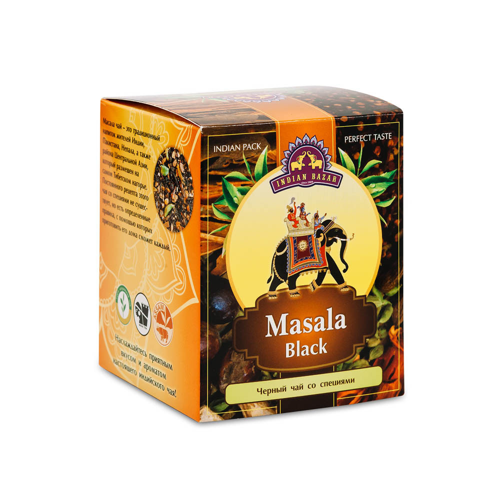 MASALA Black Indian Bazar (Масала чай Смесь специй с гранулированным черным чаем в коробке Индиан Базар), 150 г. MASALA Black Indian Bazar (Масала чай Смесь специй с гранулированным черным чаем в коробке Индиан Базар), 150 г.